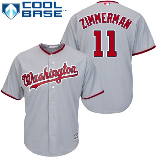 Nationals #11 Ryan Zimmerman Grey Cool Base Stitched Youth MLB Jersey